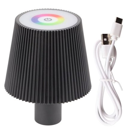 LED Flaskelampe Plisseret IP54 Vandtæt 4 Lystilstande Åndedrætsfarver 2000mAh Ledningsfri Nattelys til Cafe Bar Familie Sort