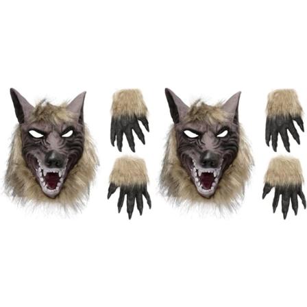 Toddmomy 2 sett med ulv prank masker ulv klo hansker halloween varulv maske Werewolf Mask hansker Assorted Colorx2pcs 27x22cmx2pcs