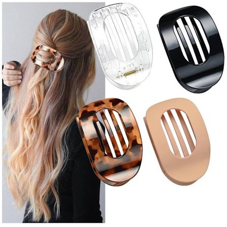 4 stk. flade hårklemmer til kvinder, buet design, hårklemmer til at ligge, køre - matte stærkt greb hårklemmer til tyndt, tykt hår