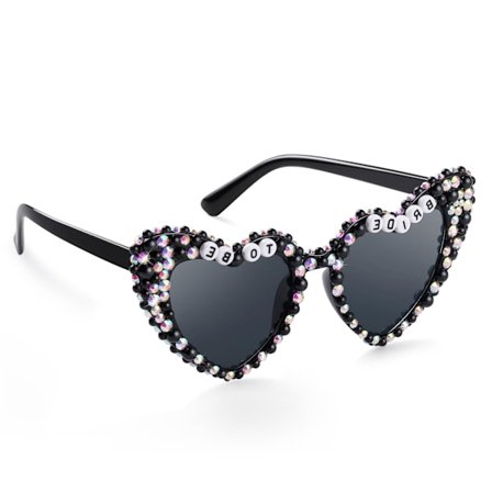 Utdrikningslag Hjerte Solbriller, Sort Diamant Brud Til Være Tilbehør, Søte Bryllupsgaver til Brudedusjer
