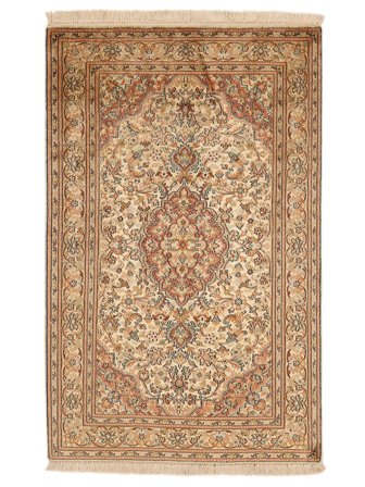 Kashmir Pure Silke 24/24 Quality Tæppe Orientalsk Brun/Orange (Silke, Indien)