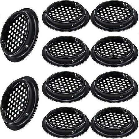 Runde ventilasjonsgitter 10 stykker Runde ytre ventilasjonsgitter 53 mm Rustfritt stål Svart ventilasjonsgitter Oppretthold luftstrømmen for kjøkken 