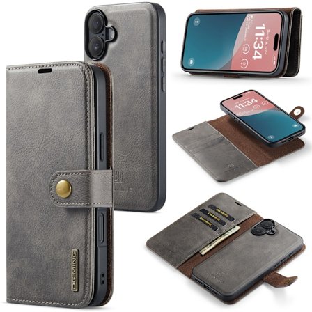 DG.MING 2-in-1 Magnet Wallet iPhone 16 Brown