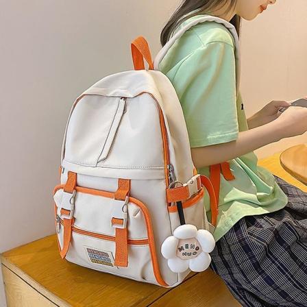 Japansk stil Minimalistisk Design Rygsække Kvinder Fritid Candy Farve Rejserygsæk Til Teenagere Piger Store skoleskuldertasker Beige