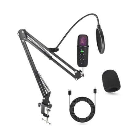 USB Kondensatormikrofon Kit - Studioinspelning & Streaming Mikrofon med Justerbart Stativ