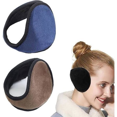 2 stk. ørevarmere, sammenklappelige og strækbare fleece ørevarmere, vinter