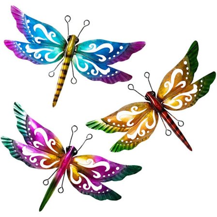 Guldsmed Haveindretning, 3 Pak Farverige Metal Guldsmed Vægdeko