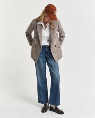 GANT - Regular fit blazer i ull til dame deep brown