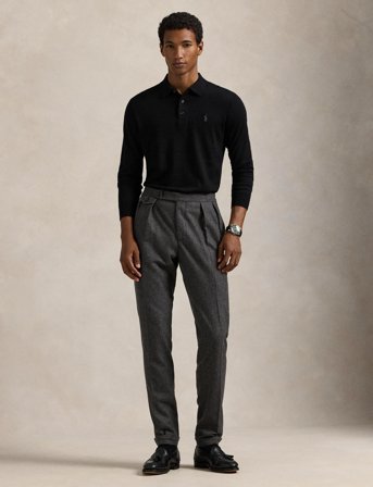 Polo Ralph Lauren Wool Polo-Collar Sweater - Black - S