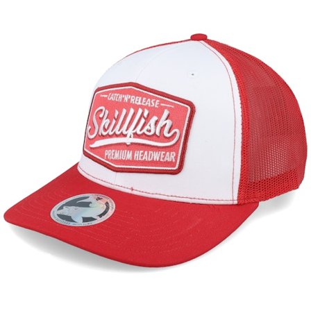 Skillfish - White trucker Caps - Premium Fishing 112 Alternate White/Red Trucker @ Hatstore