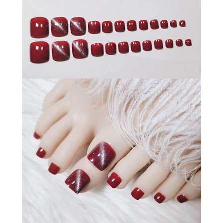 24 stk. røde katteøjne (limtype) Top Coat til tåneglesalo