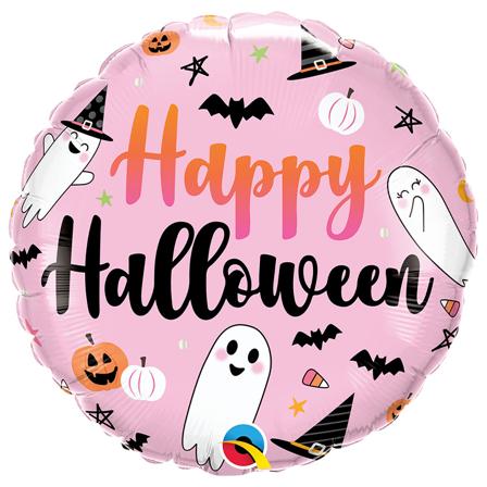 Folieballong Rosa "Happy Halloween" 46cm - Halloween Dekoration - Kalaslagret.se