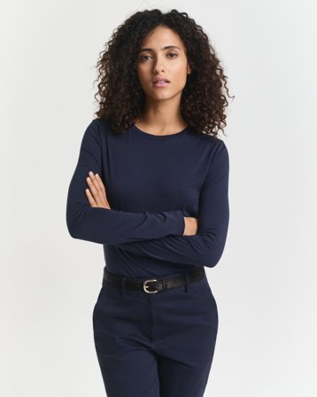 GANT Damen Leichtes Langarmshirt aus Baumwolle (L) Marineblau