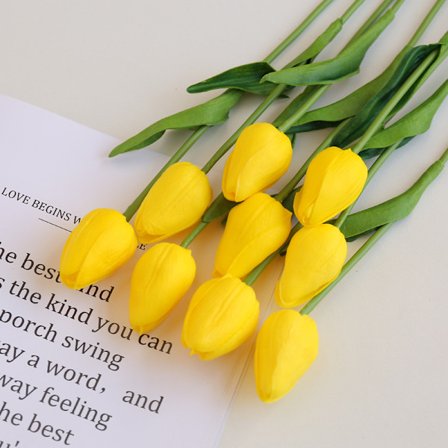 9 st konstgjorda orange tulpaner Blommor Faux tulpan stjälkar Real Feel PU tulpaner för påsk Vårkrans Blomarrangemang Mittpunkt Bröllopsbukett Ta