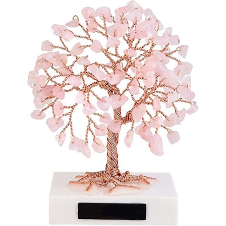 Chakra Livets Træ Feng-shui Dekoration, Lykkens Træ Krystal, Base Multifarvet Lille Rosenkvarts