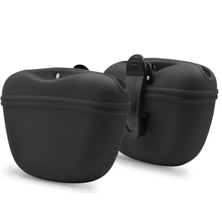 2 stk. silikone hundemadspose, bærbar træningsbeholder med clips og praktisk magnetisk lukning (grå + sort)