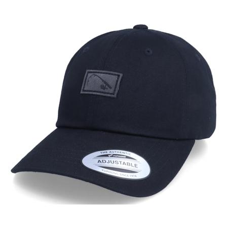 Skillfish - Tiny Charcoal Bent Rod Patch Black Dad Cap Unconstructed Black Cap - @ Hatstore