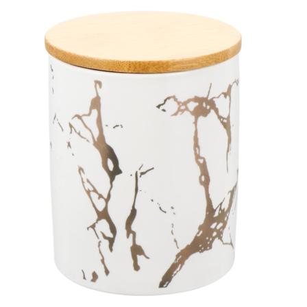 1 stk Marmor-mønstret Keramisk Tetningsboks Oppbevaringsboks Kjøkkenoppbevaring Container Hvit 10.5X8CM White 10.5X8CM