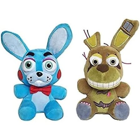 2 stk Freddy's kosedyrsett, Toy Bonnie og Springtrap kosedyr, utstoppet dyr som kosedyrgave (Bonnie+Springtrap)