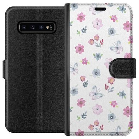 Plånboksfodral till Samsung Galaxy S10 med Blommor och fjärillar