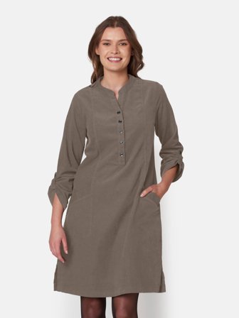 SIGNATURE - 3/4 Ærmet Kjole - Kold Brun - Fløjl