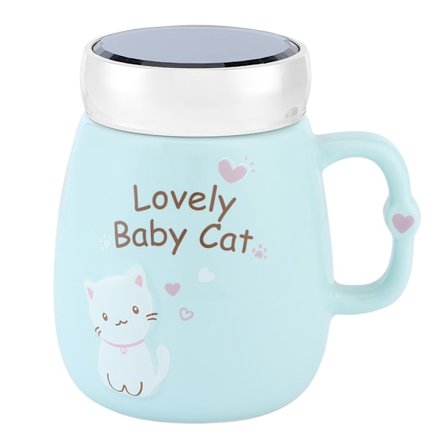 500 ml:n suloinen eläinkuvioinen suurikokoinen keraaminen muki kannella kotiin tai toimistoon, vihreä 500 ml