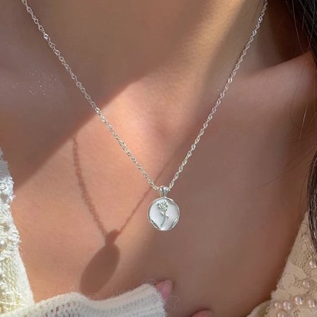 Tunt Silver Kedjehalsband Halsband Kedja Länk pärla Smycken ring(XL2383)