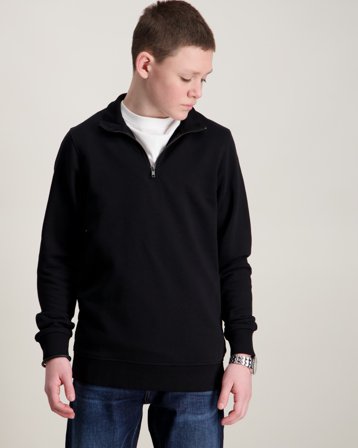 Jack & Jones JJEBRADLEY SWEAT HALF ZIP NOOS JNR Svart Genser Gutt - Kids Brand Store