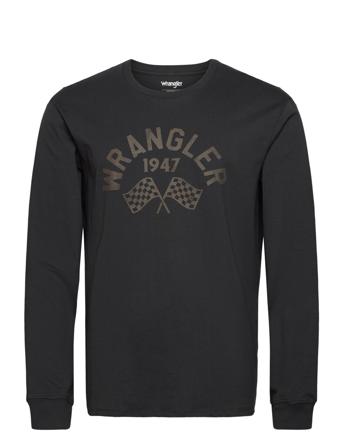 Ls Graphic Tee Tops T-shirts Long-sleeved Black Wrangler