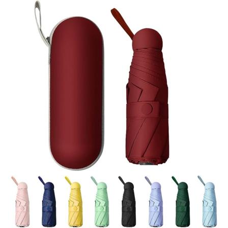 Mini vindtätt hopfällbart reseparaply, sol- och regnparaply, kompakt bärbar för kvinnor män Flera färger (röd)