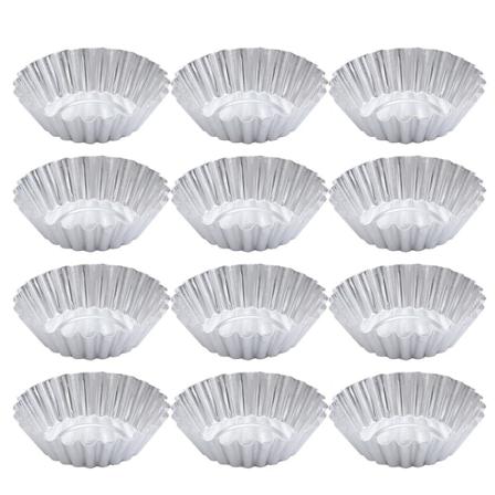 48 kpl Alumiiniseosmuna-tarttuvuusmuotteja Paksu Uusiokäyttöinen Kukka-Cupcake-muotti Muffin-leivontakuppi Tarttuvuusvuoka (hopea)Hopea7.5X7.5CM 