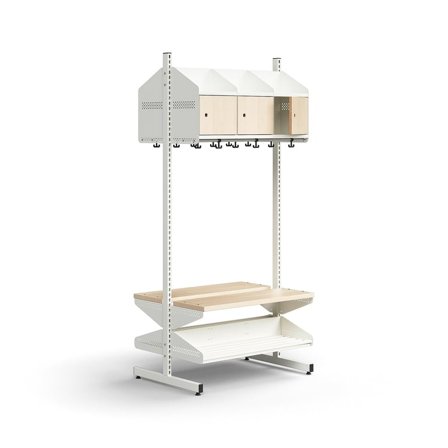 Flexibel hatt- och skohylla för kapprum - 1800x600x600mm - Ek/Antracitgrå