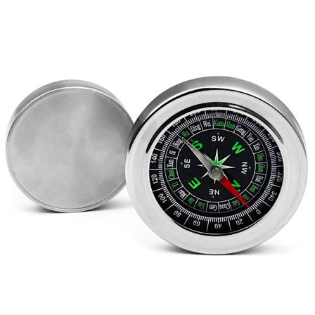 Kompassi valkoisella kellotaululla, erittäin tarkka selviytymiskompassi alumiinia