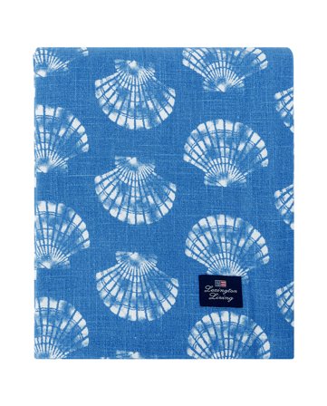Lexington Snäckskalsmönstrad bordsduk i ekologisk bomull, blå/vit