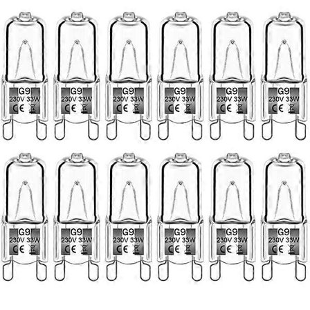 12-pak G9 halogenpærer 33 W 230 V 2800 K varm hvid 380 lm klar kapsel halogenpærer dæmpbar ingen flash ingen flimmer