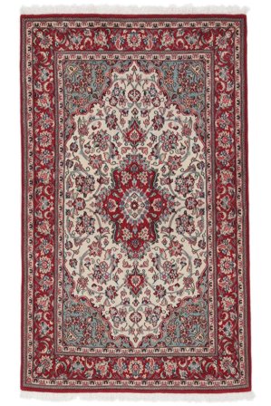 Hand Knotted Persian Qum Kork/Silk Rug 124X207 Dark Red/Brown