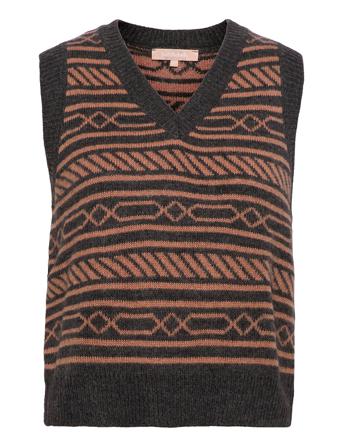 Srlouisa Intarsia Vest Knit Black Soft Rebels