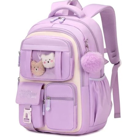 Pigerygsæk, sødt og stilfuldt design, letvægtsrygsæk med stor kapacitet, egnet til brug for elever i grundskolen