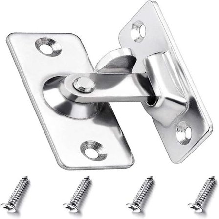 90 graders säkerhetsvinkel dörrlås lås skjutdörr hasp rostfritt stål med skruvar för hem sovrum trädgård badrum - silver