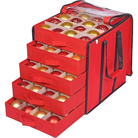 Oppbevaringsboks for julepynt med 5 uttakbare skuffer med skillevegger.