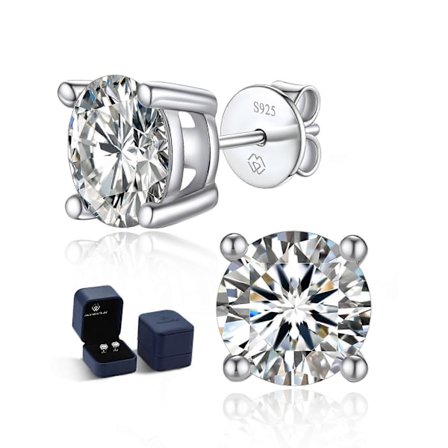 Örhängen silver 925/guld 585, 1-2 karat örhängen äkta silver moissanit diamant allergivänliga VVS1 D färg med GRA certifikat örhängen present fo