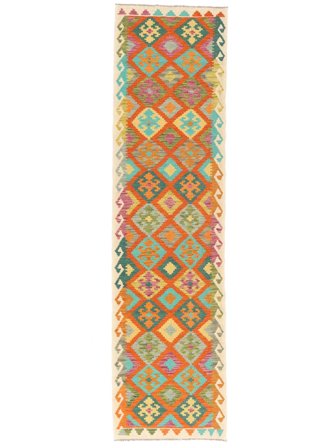 Kilim Afghan Old Style Rug Hand Woven 78X201 Runner Brown/Red Afghanistan