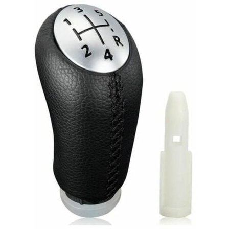 Manuaalinen vaihteenvalitsimen nuppi Renault Clio III 2005-09, Megane 2 Laguna 2003-09, musta nahka, sovittimella