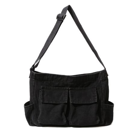 Dam Skol Messenger Bags för Dam Axelväska Dam Handväska Solid Stor kapacitet Casual Canvas Damväska Black