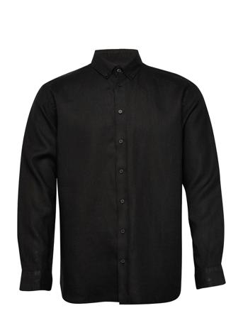 Slhregkylian-Linen Shirt Ls B Black Selected Homme