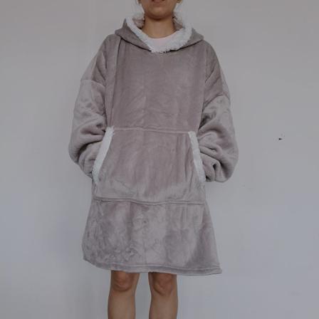Flanell semsket TV-teppe med lomme løs genser Lazy Blanket Hettegenserteppe Light gray 80*113cm