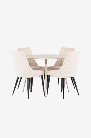 Venture Home - Plaza-spisebord med Leone-spisebordsstol - Beige - Spisegrupper - Fra Homeroom