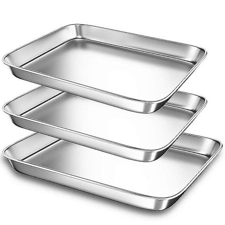 Brödrostugnsbakplåt, Liten Rostfri Cookieplåt i Metall, Robust