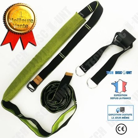 TD Fitness Tilbehør - Styrketræning, Lang Portabel Yoga Snor i Polyester og Bomuld Justerbar D-ring Gym Benstørrelse Fitness - Type grøn