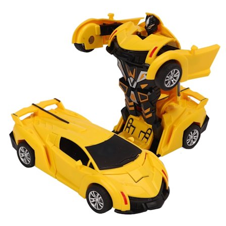 2 stk. Deformationsbil Plast En Nøgle Deformation 2 i 1 Transformerende Robotter Bil til Drenge Over 3 Gul